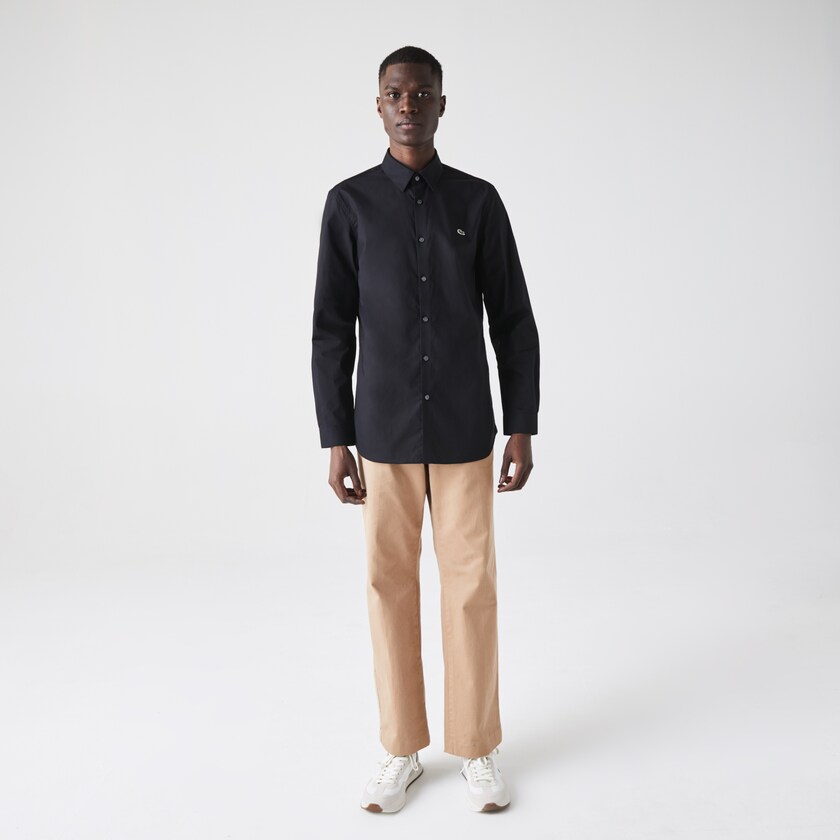 Men's Lacoste Black Shirts Slim Fit Stretch Cotton Poplin TR6-43884A1