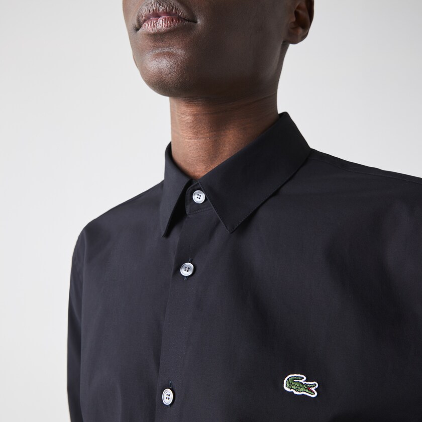 Men's Lacoste Black Shirts Slim Fit Stretch Cotton Poplin TR6-43884A1