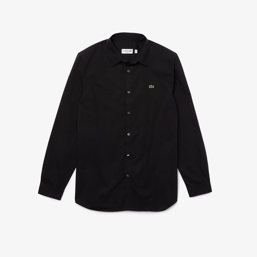 Men's Lacoste Black Shirts Slim Fit Stretch Cotton Poplin TR6-43884A1