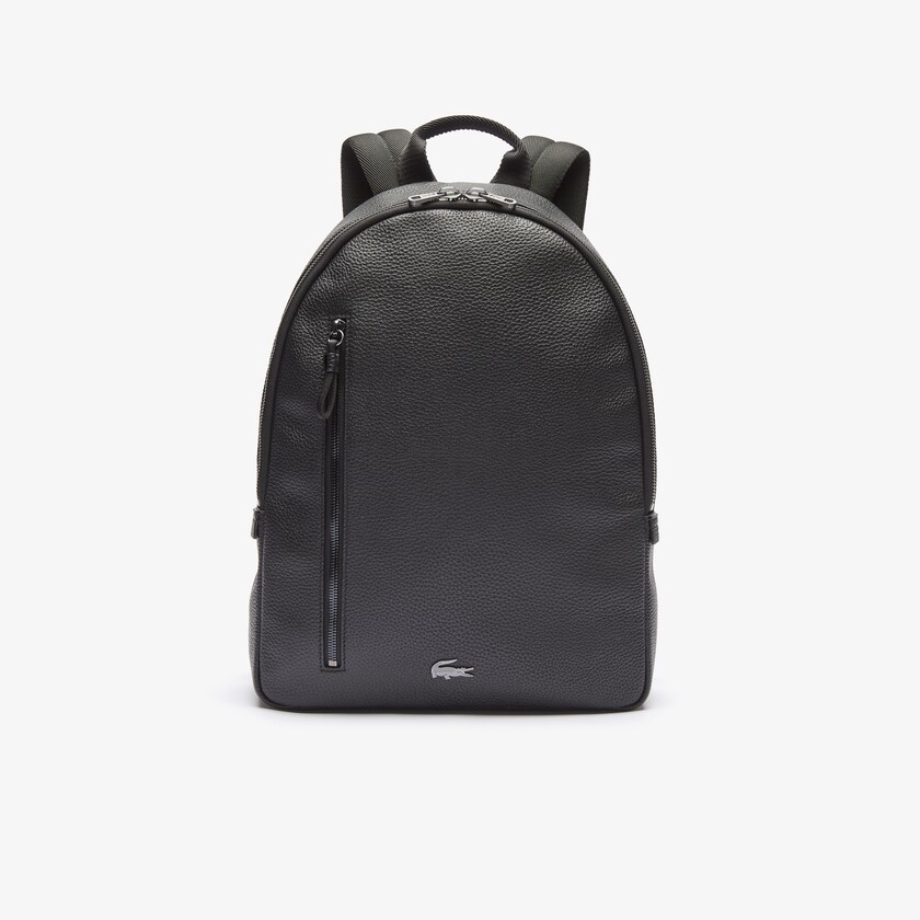 Men's Lacoste Black Backpacks Soft Mate Matte Full-Grain Leather Flat DL4-25422U8