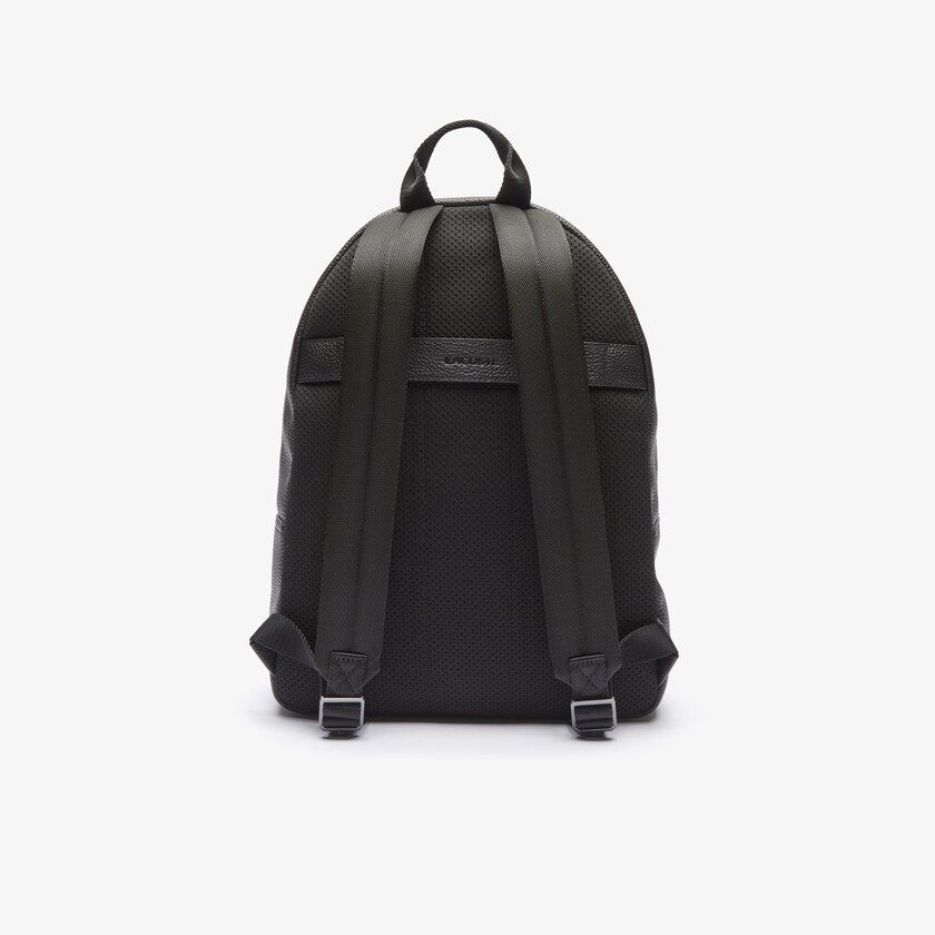Men's Lacoste Black Backpacks Soft Mate Matte Full-Grain Leather Flat DL4-25422U8