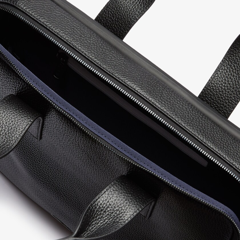 Men's Lacoste Black Bags Soft Mate Matte Full-Grain Leather Computer Bag WS7-85688V3