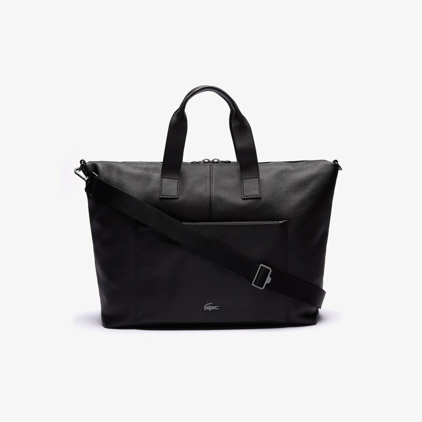Men's Lacoste Black Bags Soft Matte Detachable-Strap Weekend Bag IX5-76437T9