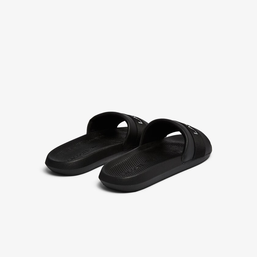 Men's Lacoste Black / Black Slides Croco Textile Logo PL1-95079J3