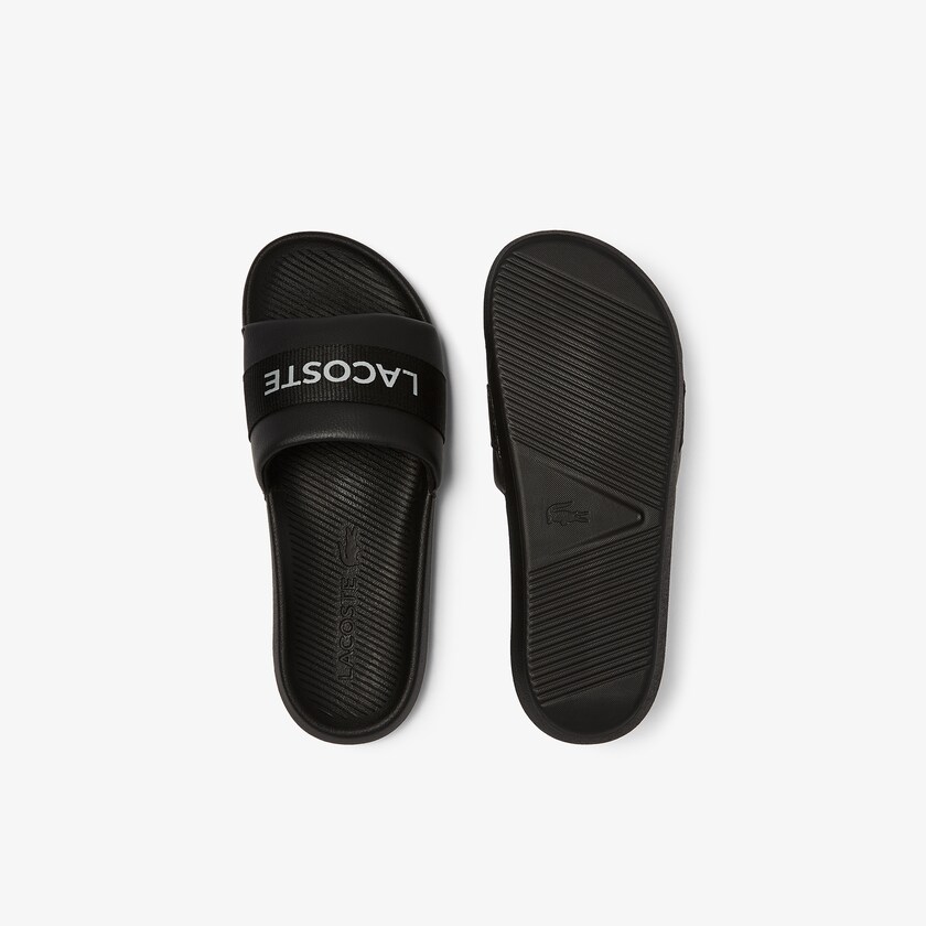 Men's Lacoste Black / Black Slides Croco Textile Logo PL1-95079J3