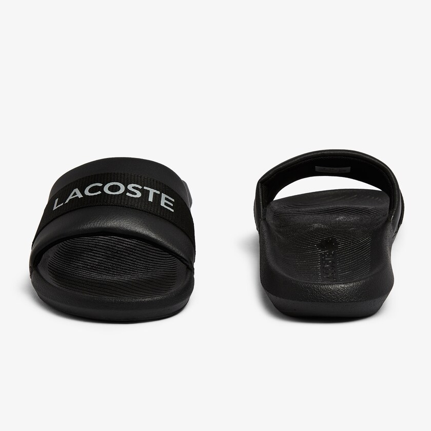 Men's Lacoste Black / Black Slides Croco Textile Logo PL1-95079J3