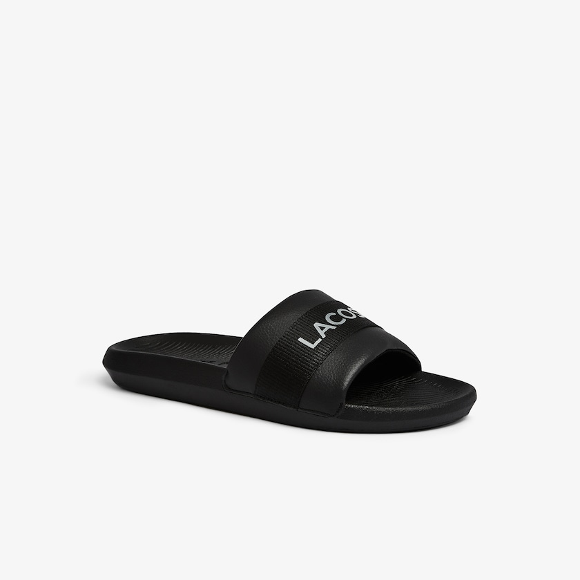 Men's Lacoste Black / Black Slides Croco Textile Logo PL1-95079J3