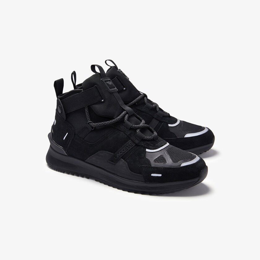 Women's Lacoste Black / Black Sneakers Run Breaker Suede and Textile BU7-57765F1