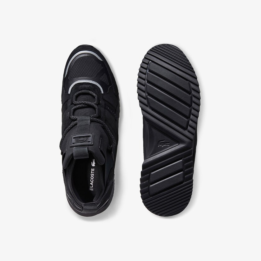 Women's Lacoste Black / Black Sneakers Run Breaker Suede and Textile BU7-57765F1