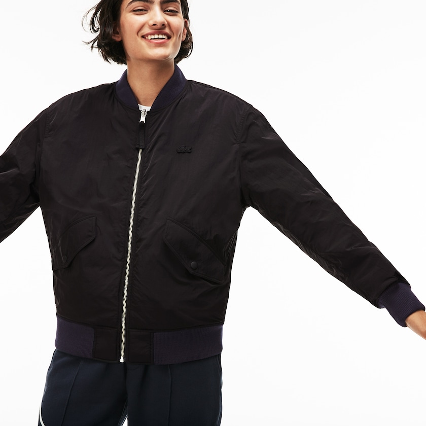 Men's Lacoste Black / Blue Jackets LIVE Reversible Nylon And Fleece Bomber DH4-57155B2