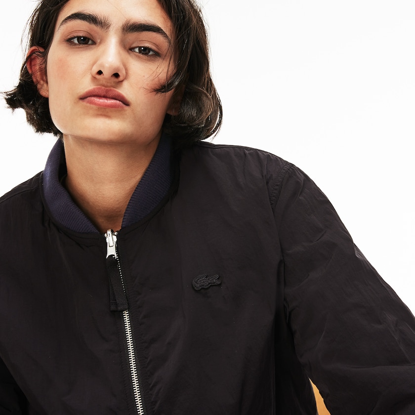 Men's Lacoste Black / Blue Jackets LIVE Reversible Nylon And Fleece Bomber DH4-57155B2