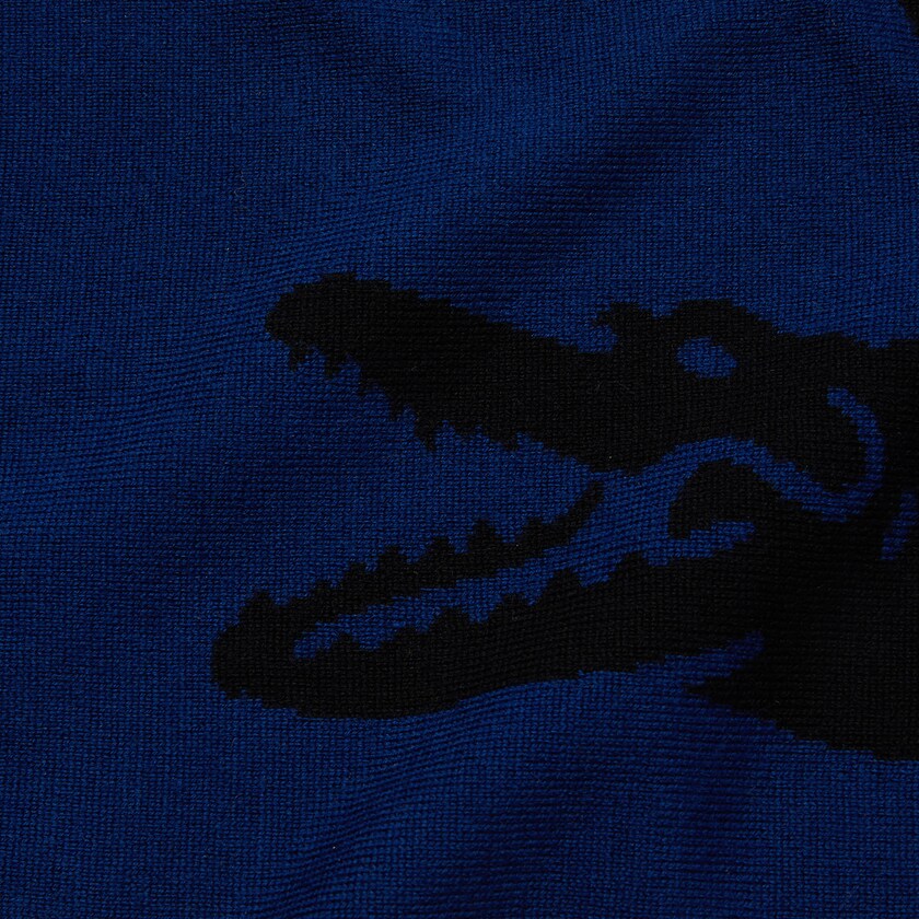 Men's Lacoste Black / Blue Scarves Oversized Crocodile Rectangular Wool JC9-98289K9