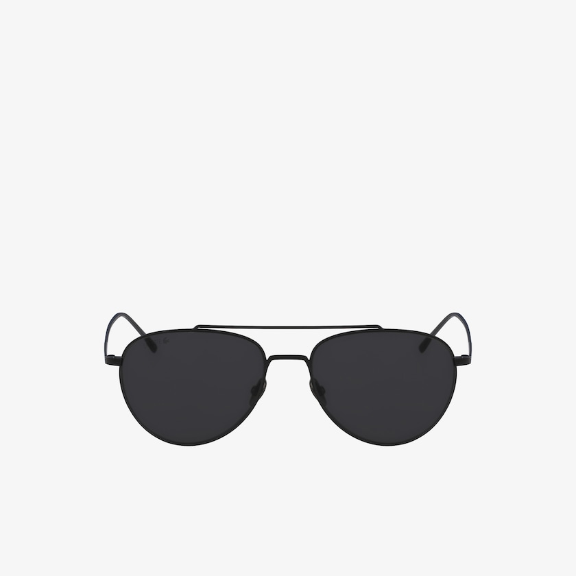 Women's Lacoste Black / Blue Sunglasses Pilot Shape Metal Ultra-Thin JX1-81568G9