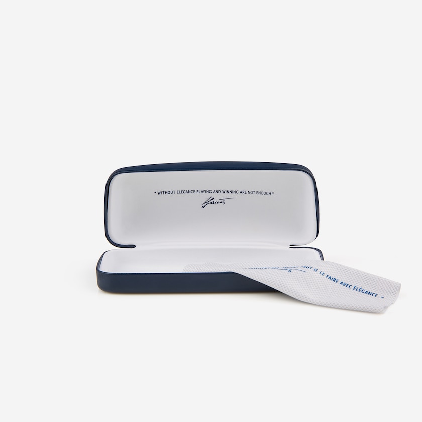Women's Lacoste Black / Blue Sunglasses Pilot Shape Metal Ultra-Thin JX1-81568G9