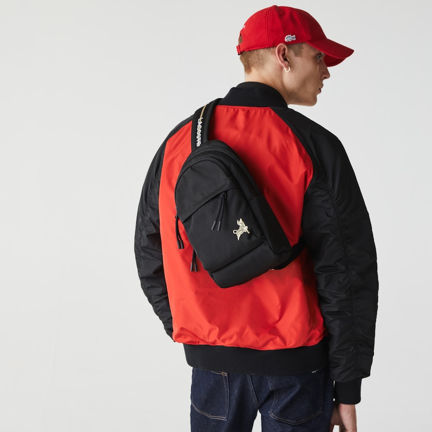 Men's Lacoste Black / Gold Backpacks Pocket JS4-98269D8