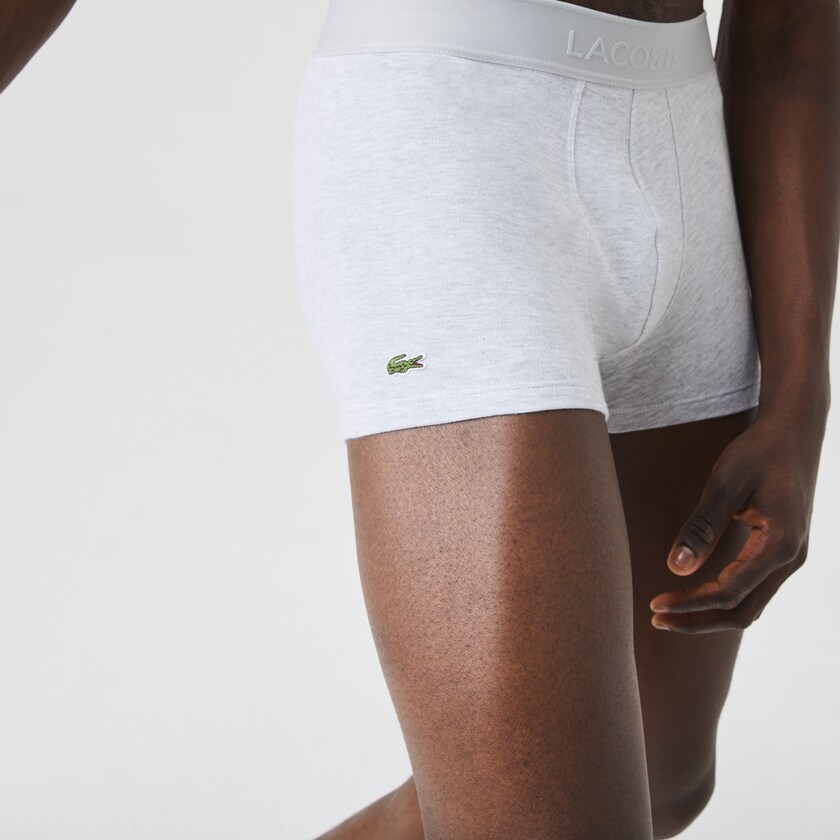 Men's Lacoste Black / Grey Briefs Pack Of 2 Piqué Boxer L.12.12 DQ5-31473F9
