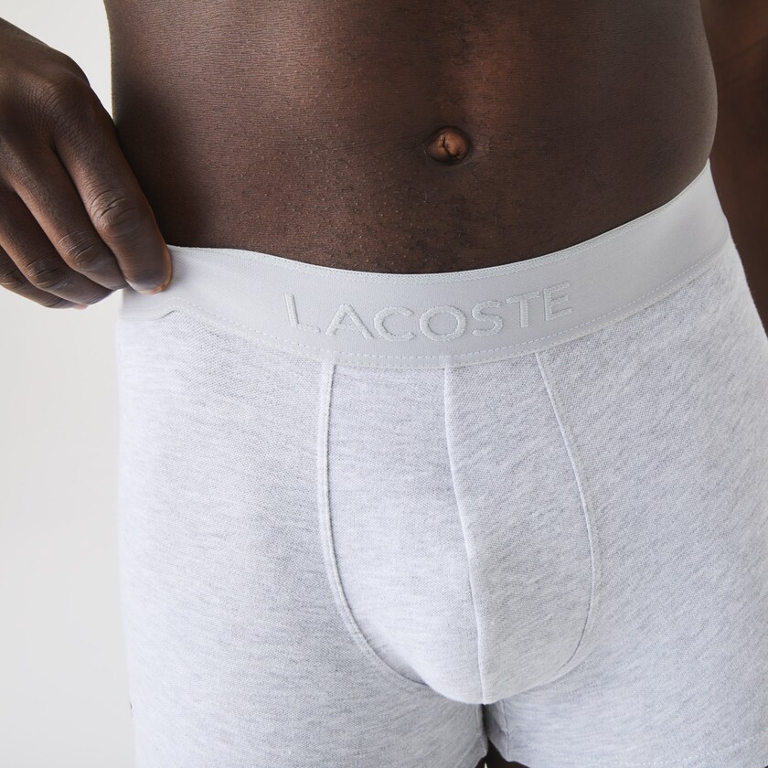 Men's Lacoste Black / Grey Briefs Pack Of 2 Piqué Boxer L.12.12 DQ5-31473F9