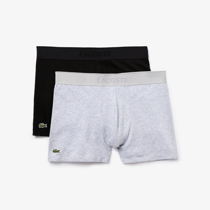 Men's Lacoste Black / Grey Briefs Pack Of 2 Piqué Boxer L.12.12 DQ5-31473F9