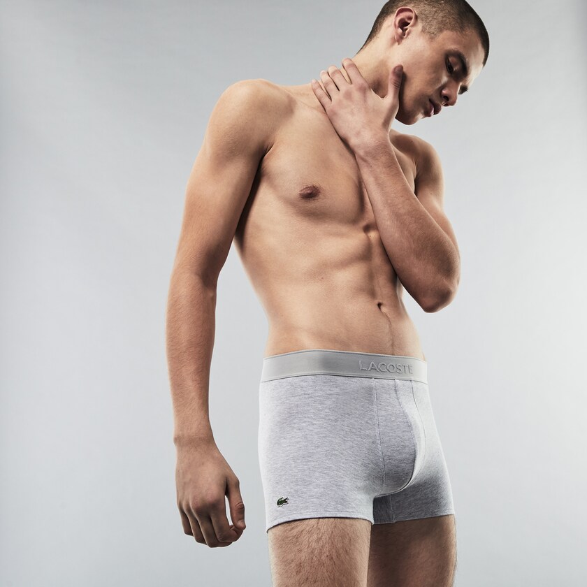 Men's Lacoste Black / Grey Briefs Pack Of 2 Piqué Boxer L.12.12 DQ5-31473F9