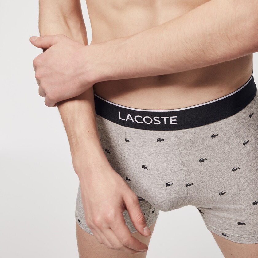 Men's Lacoste Black / Grey Briefs Pack of 3 Long Boxer ER7-49354H1