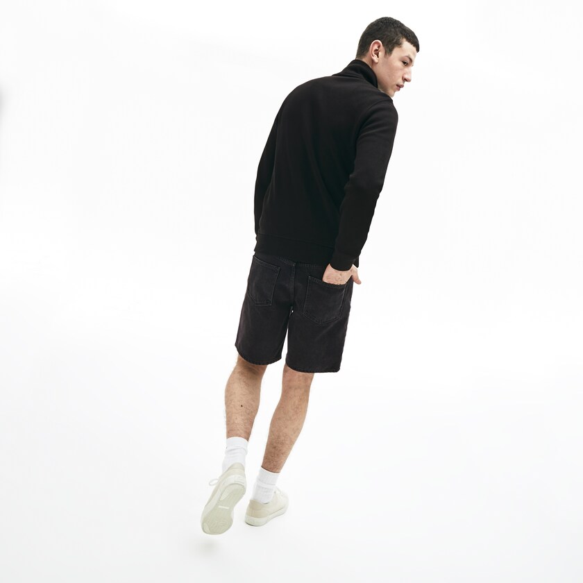 Men's Lacoste Black / Grey Sweatshirts Zip Stand-Up Collar Ribbed BS1-75047X1