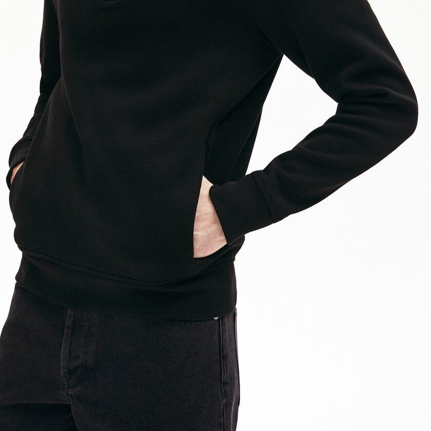 Men's Lacoste Black / Grey Sweatshirts Zip Stand-Up Collar Ribbed BS1-75047X1