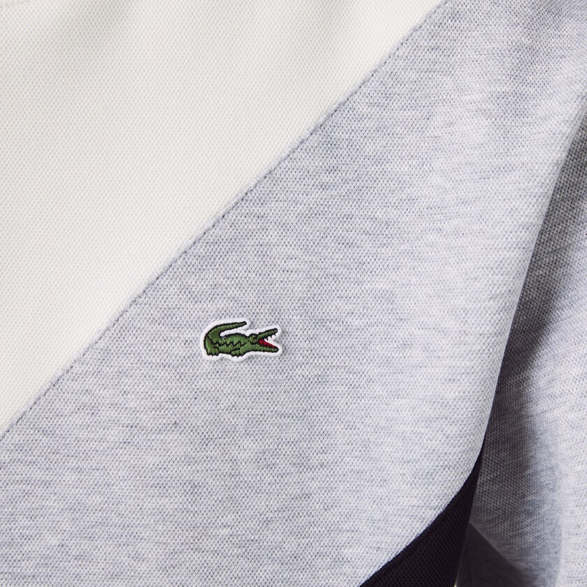 Men's Lacoste Black / Grey / White Sweatshirts Colorblock Cotton Blend Crew Neck ZR8-16921Q8