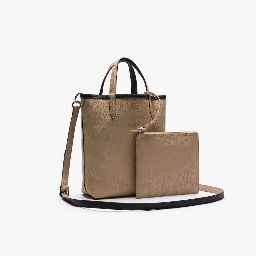 Women's Lacoste Black / Khaki Tote Bags Anna Reversible Coated Canvas ZO9-01840L0