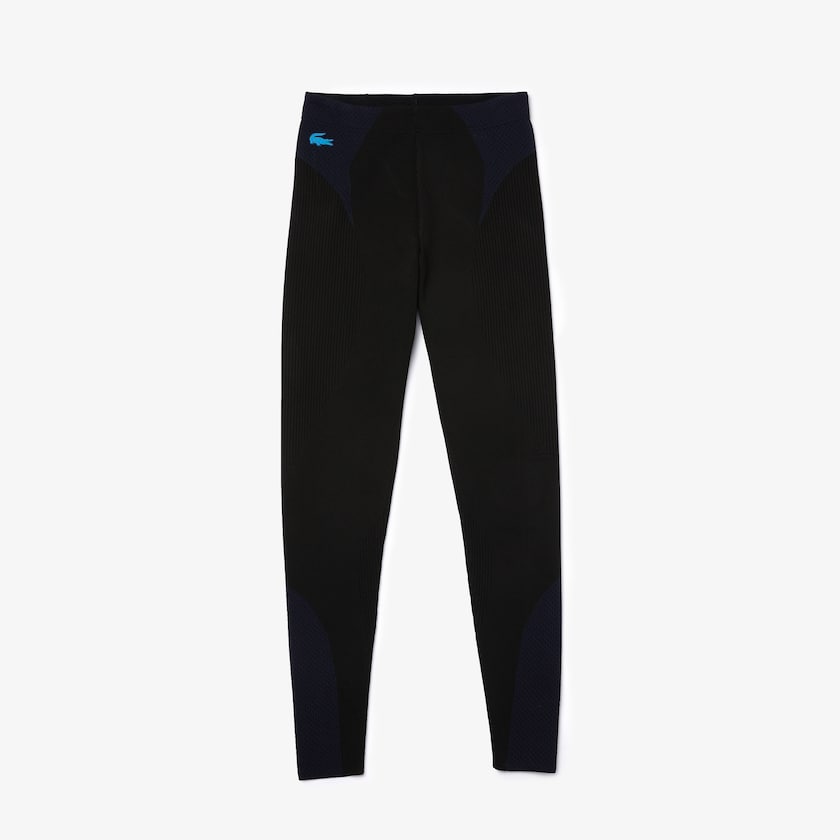 Women's Lacoste Black / Navy Blue Pants SPORT Ergonomic Knit Leggings AH9-23562J6
