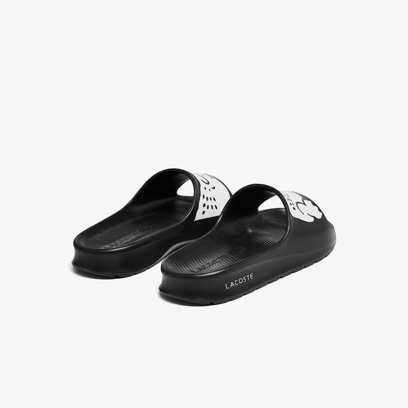 Women's Lacoste Black / White Slides Croco 2.0 Synthetic Print JM7-78837Y3
