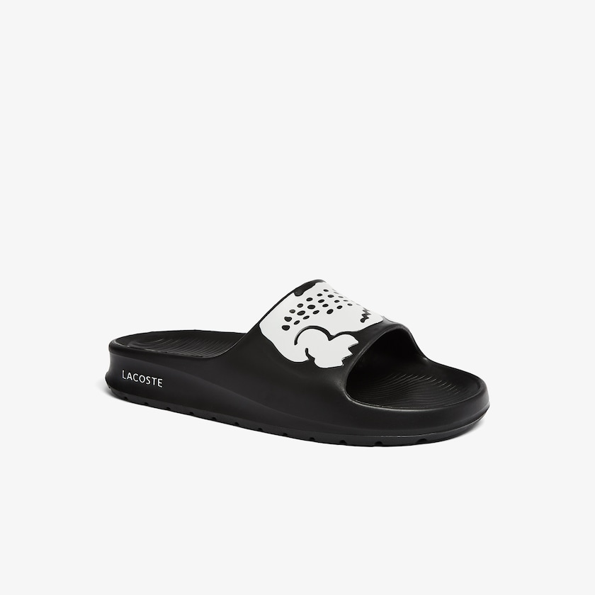 Women's Lacoste Black / White Slides Croco 2.0 Synthetic Print JM7-78837Y3