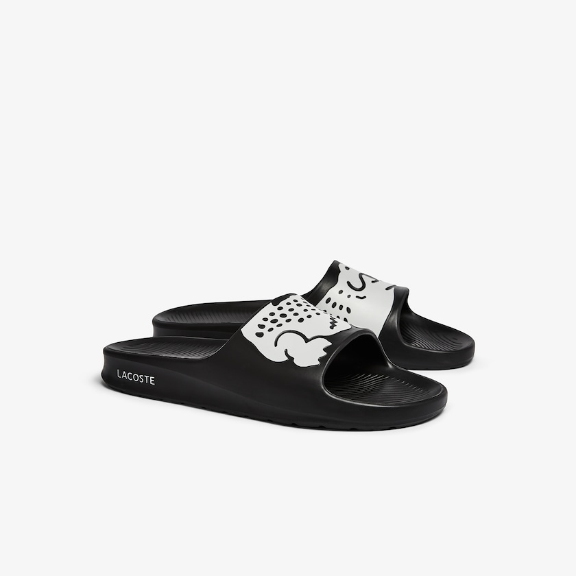 Men's Lacoste Black / White Slides Croco 2.0 Synthetic RQ6-86518B1