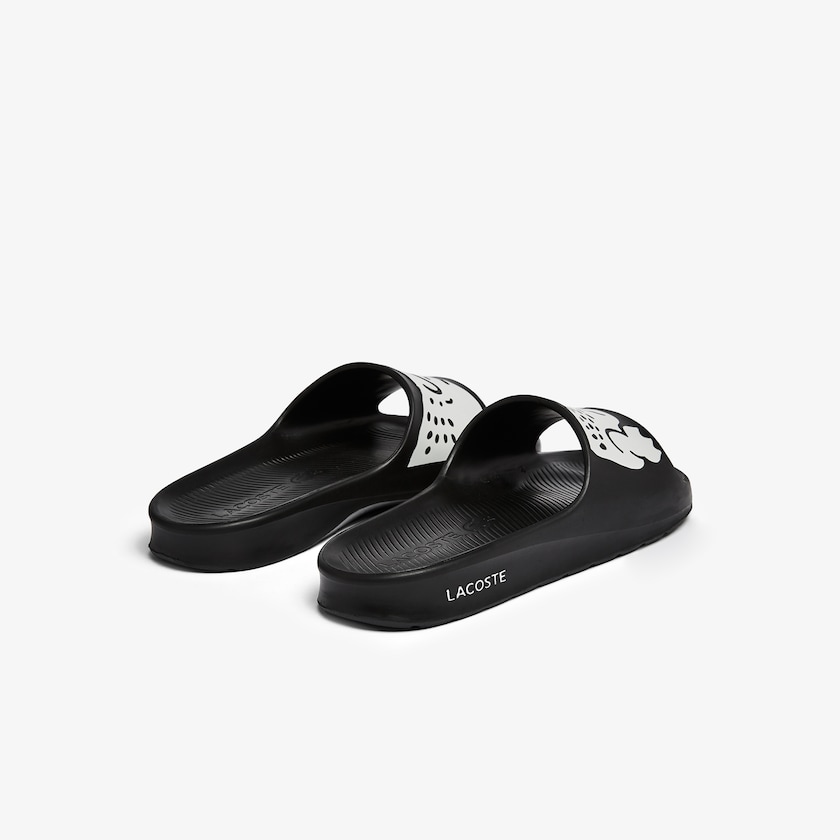 Men's Lacoste Black / White Slides Croco 2.0 Synthetic RQ6-86518B1