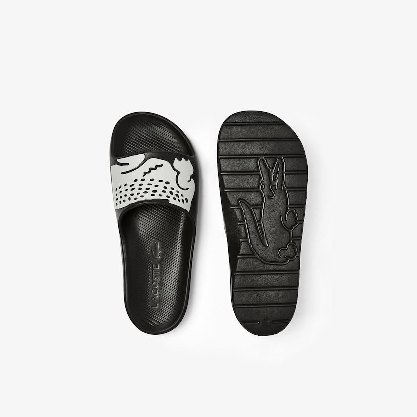 Men's Lacoste Black / White Slides Croco 2.0 Synthetic RQ6-86518B1