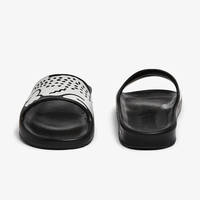 Men's Lacoste Black / White Slides Croco 2.0 Synthetic RQ6-86518B1