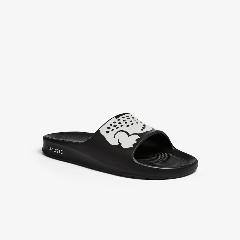 Men's Lacoste Black / White Slides Croco 2.0 Synthetic RQ6-86518B1
