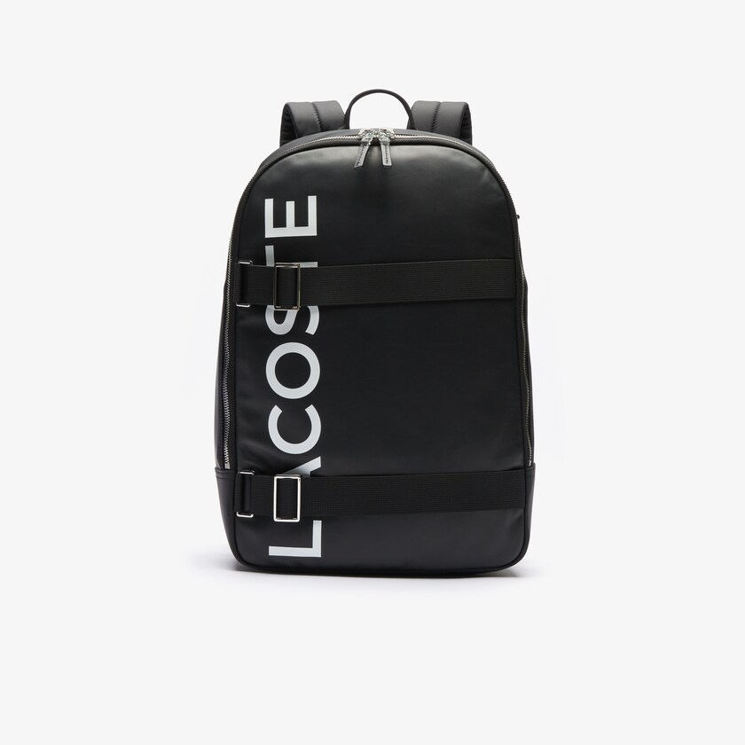 Men's Lacoste Black / White Backpacks L.12.12 Branded And Strap QO5-12711D6