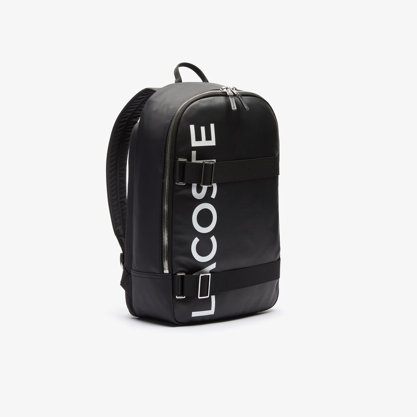 Men's Lacoste Black / White Backpacks L.12.12 Branded And Strap QO5-12711D6