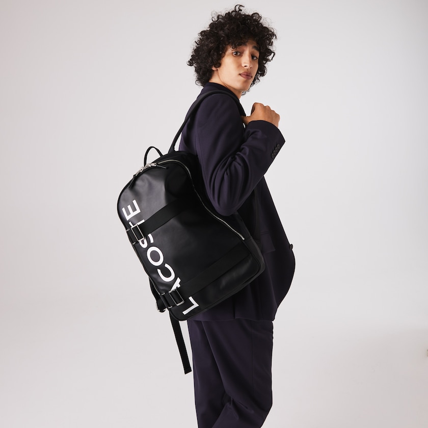 Men's Lacoste Black / White Backpacks L.12.12 Branded And Strap QO5-12711D6
