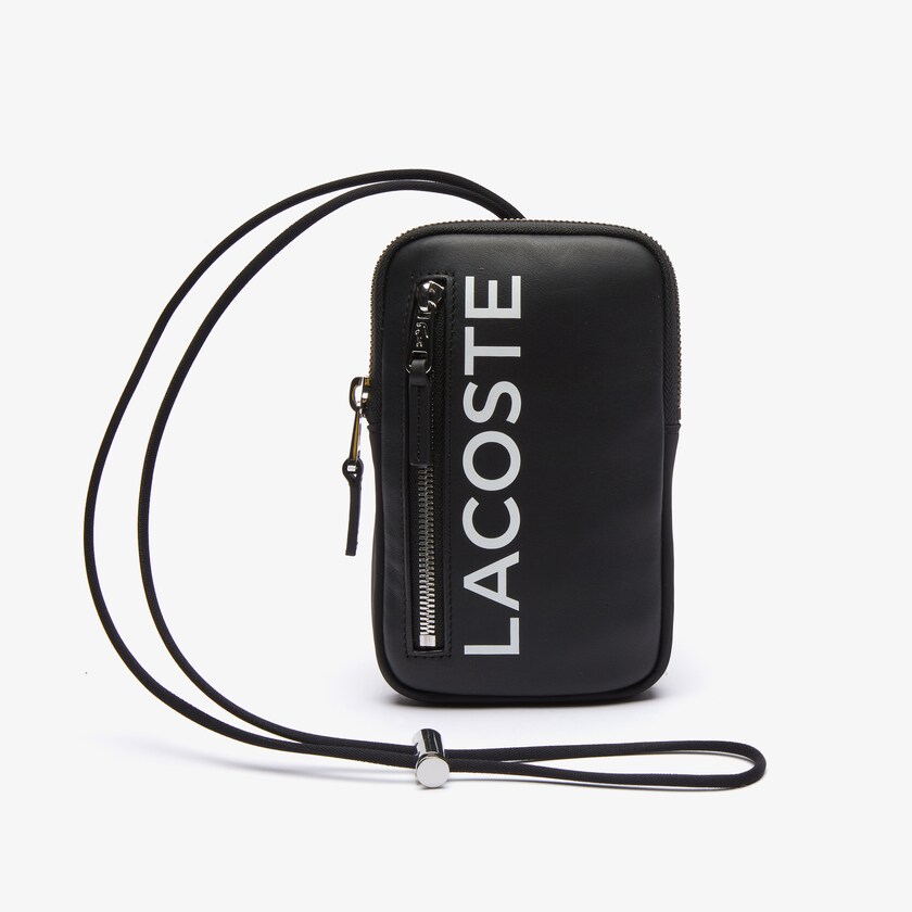 Men's Lacoste Black / White Wallets L.12.12 Smooth Leather Necklace Phone JN7-84568Z7