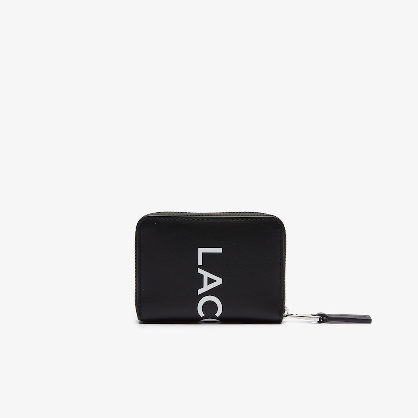 Men's Lacoste Black / White Bags L.12.12 Smooth Leather Wallet And Key Chain Gift Box QW3-15061C0