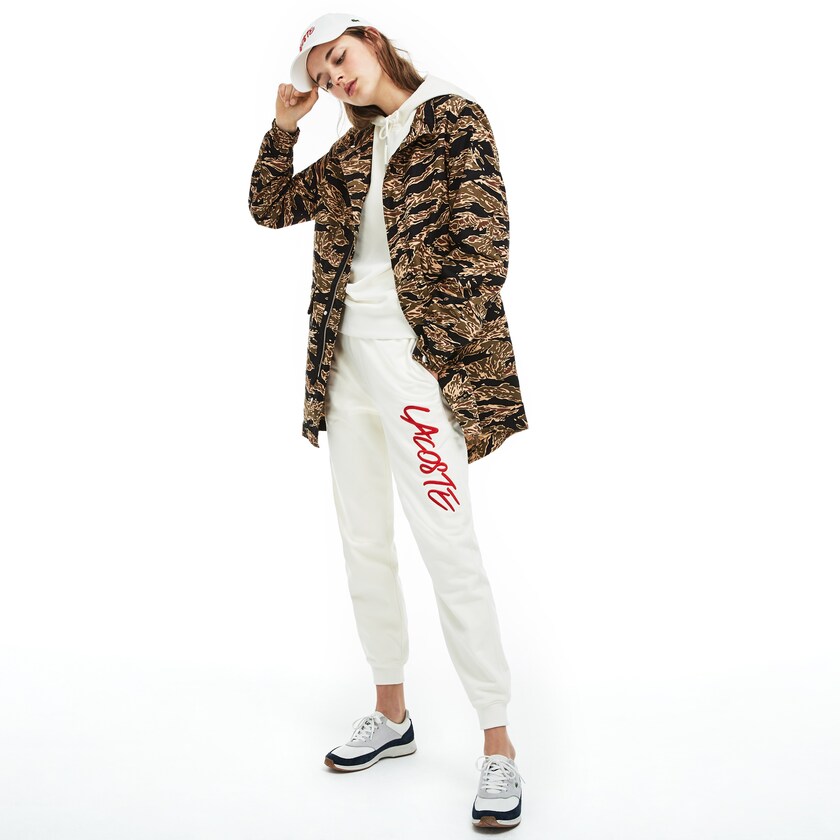 Men's Lacoste Black / White Parka Jackets LIVE Camouflage CS1-49214D5