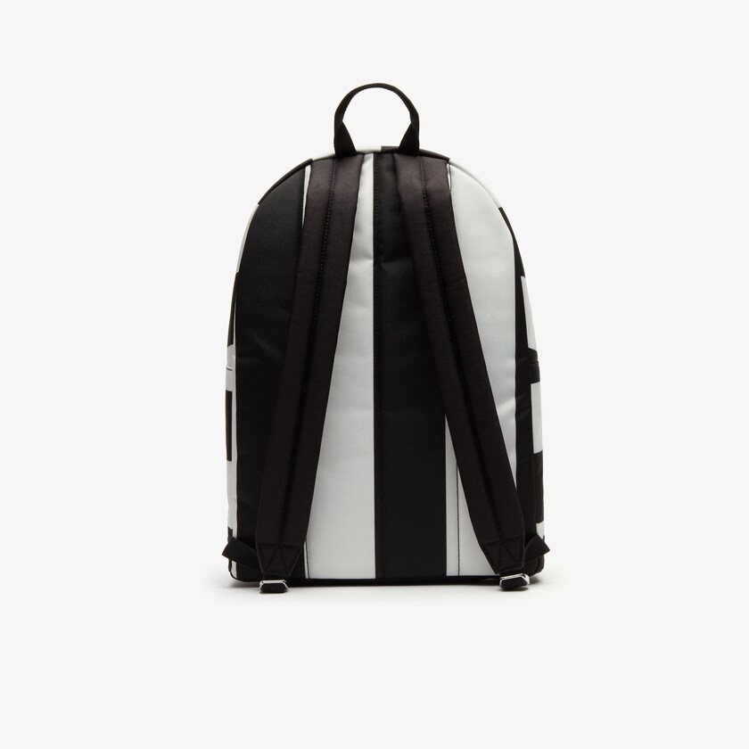 Men's Lacoste Black / White Backpacks LIVE Detachable Pouch Striped LR2-66626I0