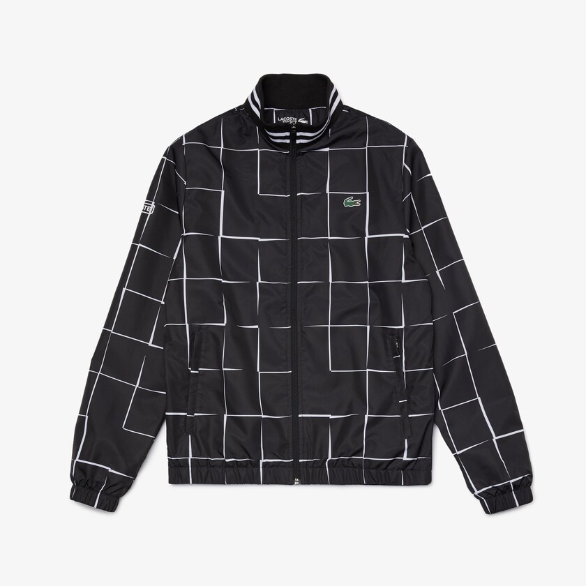 Men's Lacoste Black / White Tracksuits SPORT Lightweight Print Tennis XG0-61576I3