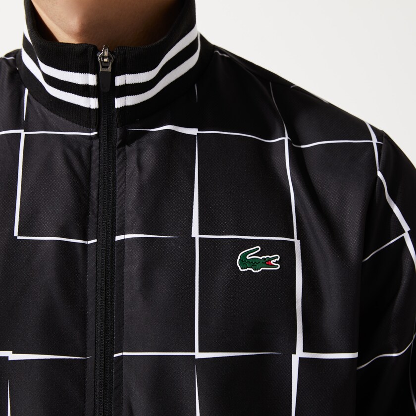 Men's Lacoste Black / White Tracksuits SPORT Lightweight Print Tennis XG0-61576I3