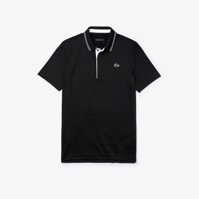 Men's Lacoste Black / White Shirts SPORT Signature Breathable Golf Polo NO2-23852K6