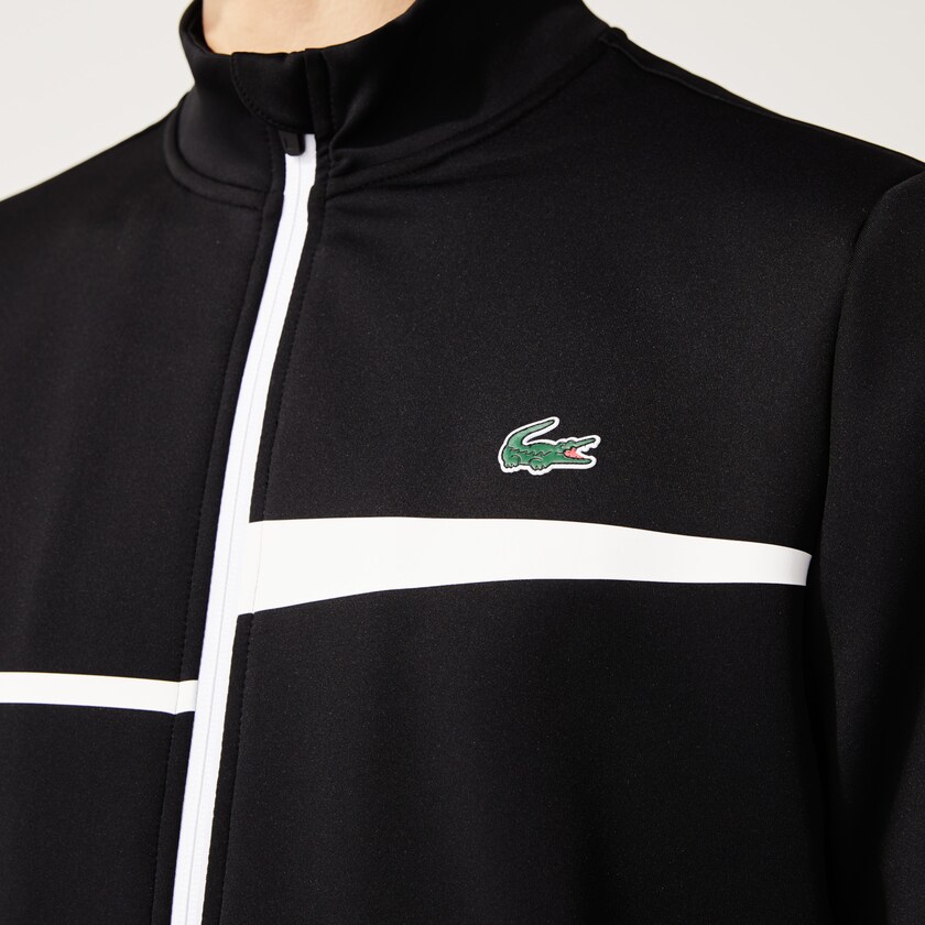Men's Lacoste Black / White Sweatshirts SPORT Stand-Up Collar Zip Tennis TB1-17861Z4
