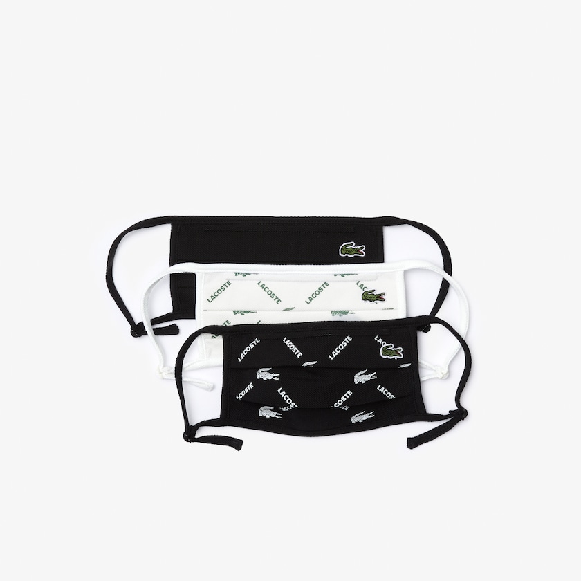 Women's Lacoste Black / White / Black / Green / White Masks L.12.12 Printed Face with Adjustable Strap BI7-38313Y8