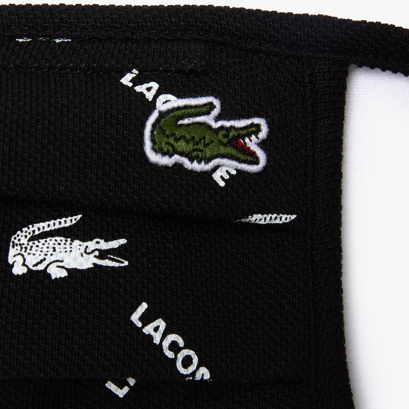 Women's Lacoste Black / White / Black / Green / White Masks L.12.12 Printed Face with Adjustable Strap BI7-38313Y8