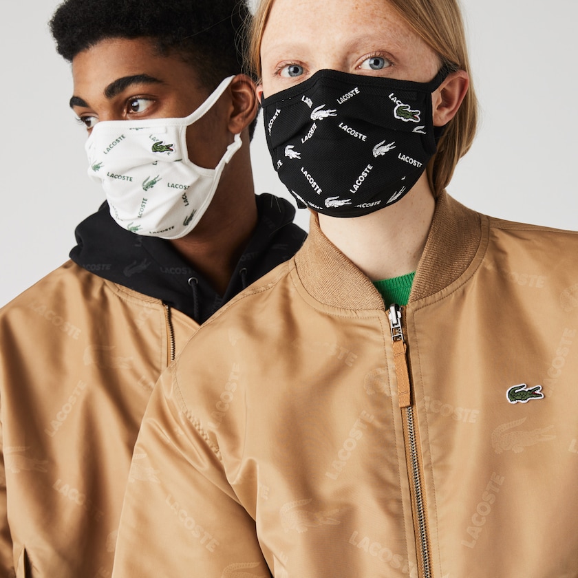 Women's Lacoste Black / White / Black / Green / White Masks L.12.12 Printed Face with Adjustable Strap BI7-38313Y8